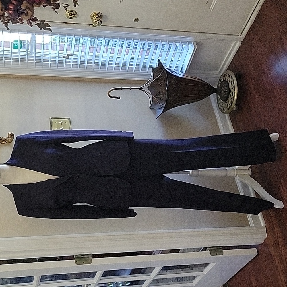 Anne Klein eggplant 2 piece pantsuit polyester fully lined jacket 4P Excellent